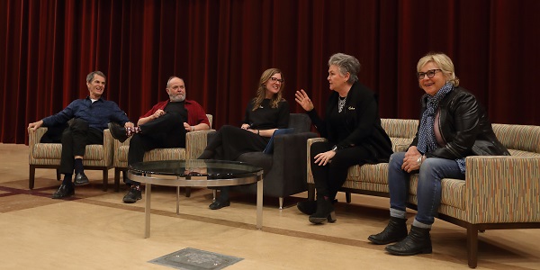 The CODCO comedy group with SMU professor Dr. Jennifer VanderBurgh during the Cyril J. Byrne Memorial Lecture in 2019