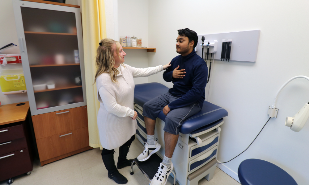 A student undergoes a medical appt with a doctor
